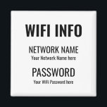 WiFi詳細シンプルブラックタイポグラフィ白 マグネット<br><div class="desc">WiFi詳細保が常に自宅に訪問者を引き渡す実用的な方法。白い背景にシンプルな黒いタイポグラフィが付いた冷蔵庫向けのマグネット。独自のネットワーク情報とパスワードで簡単にパーソナライズできる。</div>