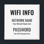 WiFi詳細シンプルブラックタイポグラフィ白 マグネット<br><div class="desc">WiFi詳細保が常に自宅に訪問者を引き渡す実用的な方法。白い背景にシンプルな黒いタイポグラフィが付いた冷蔵庫向けのマグネット。独自のネットワーク情報とパスワードで簡単にパーソナライズできる。</div>