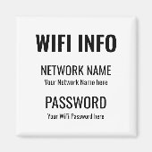 WiFi詳細シンプルブラックタイポグラフィ白 マグネット (正面)