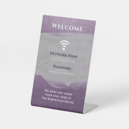 WiFi エレガント Internet Password Home Office Purple 台座サイン