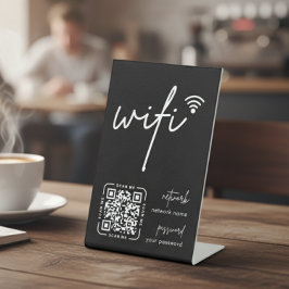 Wifi ネットワークQRコード ブラック モダンビジネス 台座サイン