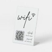Wifi ネットワークQRコード 白色 モダンビジネス 台座サイン (正面)