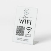 WiFi ビジネスサイン - ロゴ、QRコード & ネットワーク 台座サイン (正面)