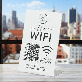 WiFi ビジネスサイン - ロゴ、QRコード & ネットワーク 台座サイン