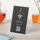 Wifi ビジネス ロゴ QRコード スキャンで接続 ブラック 台座サイン (インサイチュ)
