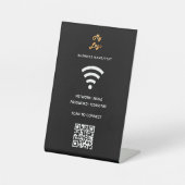 Wifi ビジネス ロゴ QRコード スキャンで接続 ブラック 台座サイン (正面)
