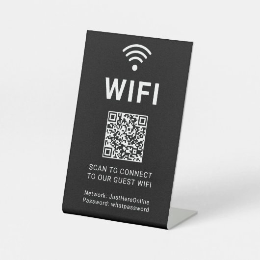 Wifi 情報サイン オンライン接続 モダン ミニマル 台座サイン (正面)