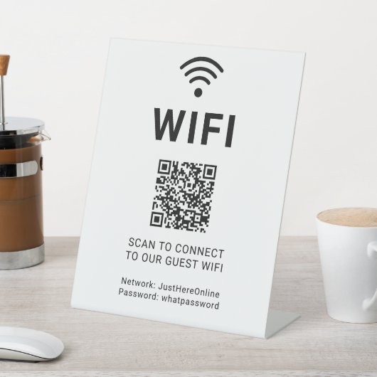Wifi Info Sign Connect Online Minimal Modern 台座サイン (インサイチュ)