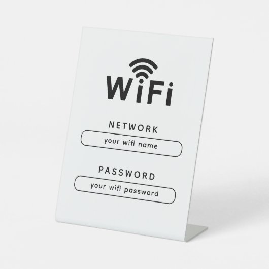 WIFI Name and Password Simple Table Top Sign 台座サイン (正面)