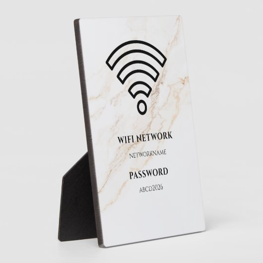 Wifi Network and Password Black Plaque フォトプラーク (側面)