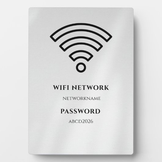 Wifi Network and Password Black Plaque フォトプラーク (正面)