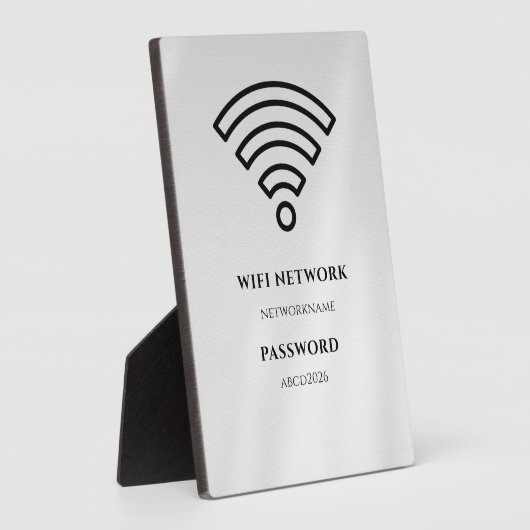 Wifi Network and Password Black Plaque フォトプラーク (側面)