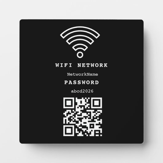 Wifi Network and Password Black Plaque フォトプラーク (正面)