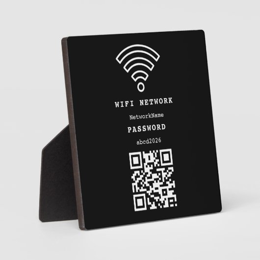 Wifi Network and Password Black Plaque フォトプラーク (正面)