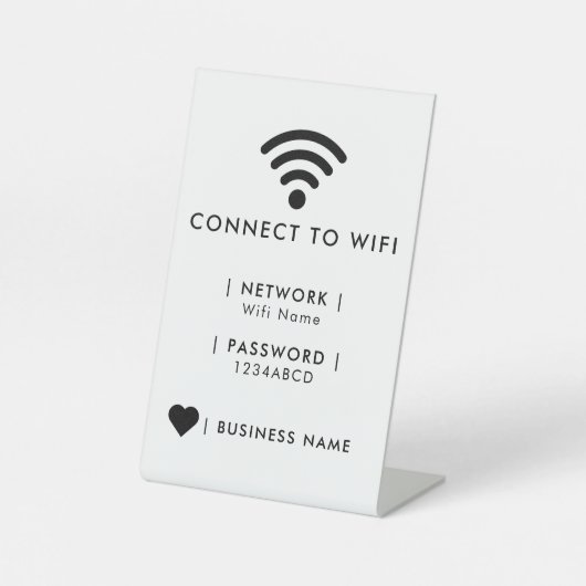 Wifi Network and Password Business Retail 台座サイン (正面)