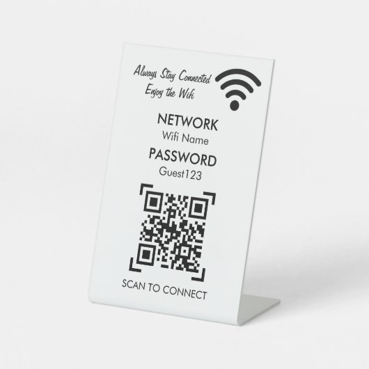 Wifi Network and Password Business Retail 台座サイン (正面)