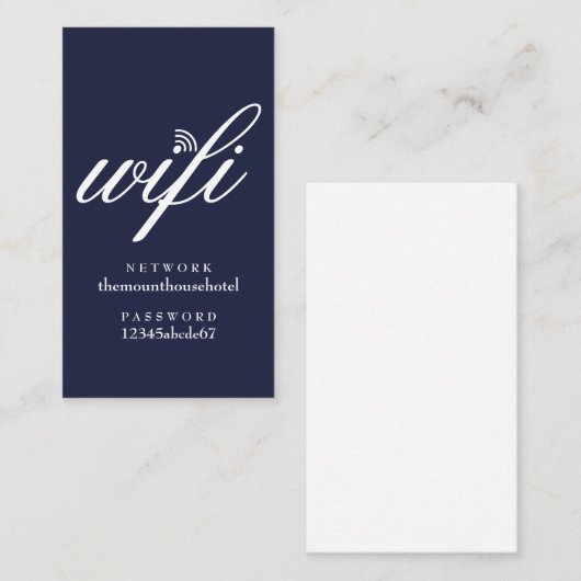 Wifi Network and Password Navy Blue Guest Card 名刺 (正面/裏面)