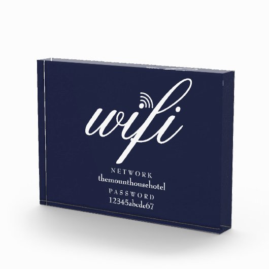 Wifi Network and Password Sign Navy Blue フォトブロック (右)
