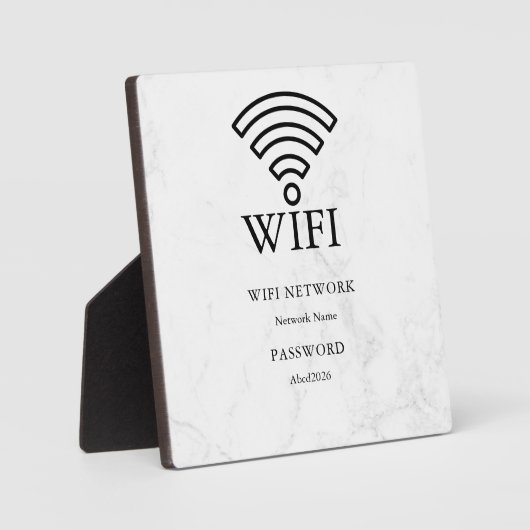 Wifi Network and Password White Plaque フォトプラーク (正面)