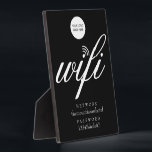 Wifi Network and Password Your Logo Sign Plaque フォトプラーク<br><div class="desc">Add your logo to this cool script wifi sign that can be personalized with your network and password details. Perfect for hotels, office and companies, rental homes, guest rooms and any location where you need to share your internet network password. Designed by Thisisnotme©</div>