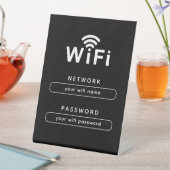 WIFI Network Login Table Sign | Simple Sleek Black 台座サイン (インサイチュ)
