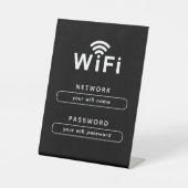 WIFI Network Login Table Sign | Simple Sleek Black 台座サイン (正面)