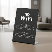 WIFI Network Login Table Sign | Simple Sleek Black 台座サイン