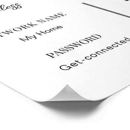 WIFI Network Password QR Code Black & White Modern ポスター (角)