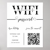 WIFI Network Password QR Code Black & White Modern ポスター (正面)