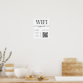 WIFI Network Password QR Code Black & White Modern ポスター (キッチン)