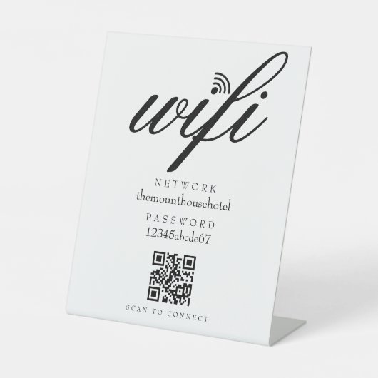Wifi Network Password QR Code Business Retail 台座サイン (正面)