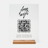 Wifi Network QR Code Black Modern Business アクリルサイン (正面)