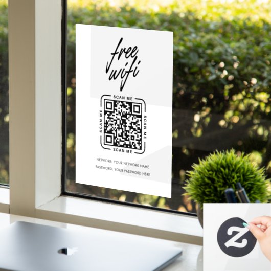 Wifi Network QR Code Black Modern Business ウィンドウサイン (オフィス)
