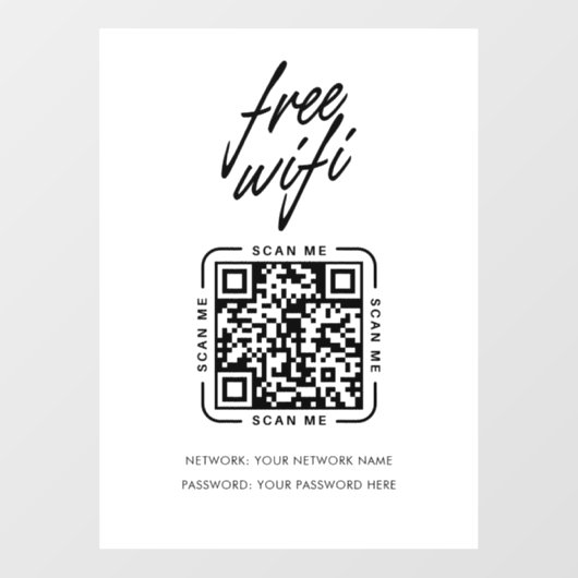 Wifi Network QR Code Black Modern Business ウィンドウサイン (シート)