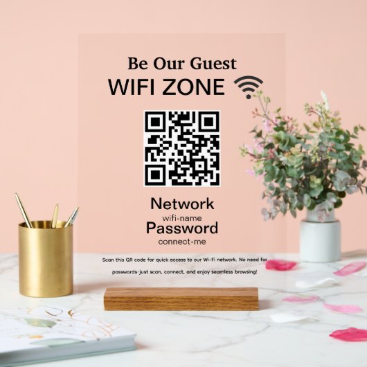 Wifi Network | QR Code Internet Scan to Connect アクリルサイン (ウェディング)