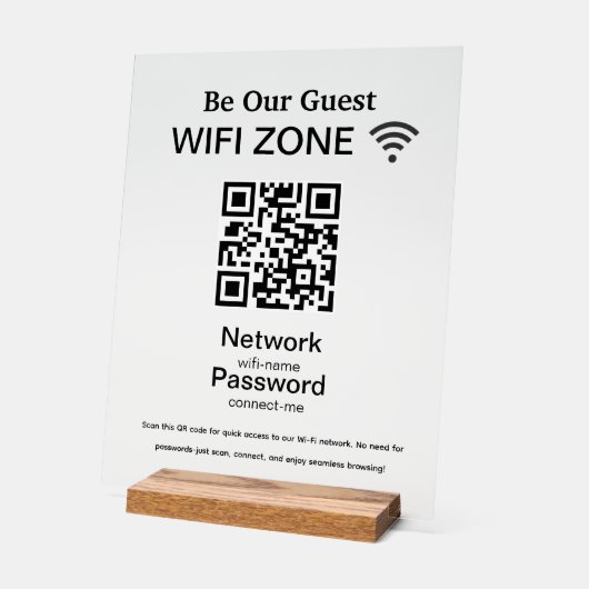 Wifi Network | QR Code Internet Scan to Connect アクリルサイン (傾斜)