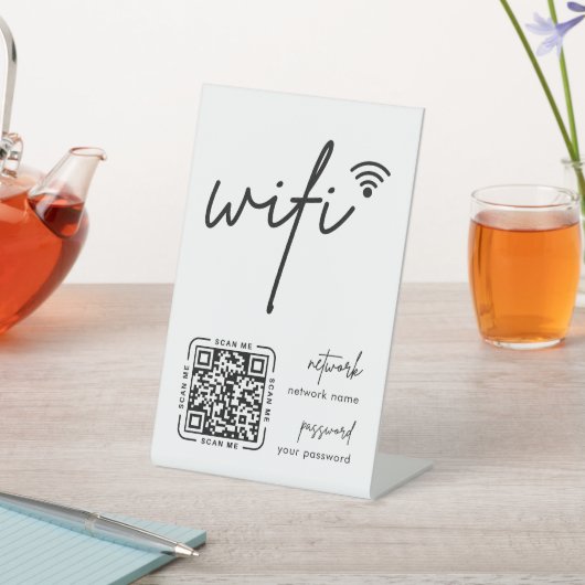 Wifi Network QR Code White Modern Business 台座サイン (インサイチュ)