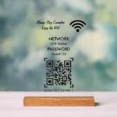 Wifi Network With QR Code Custom Text For Guests アクリルサイン (ニュートラル)