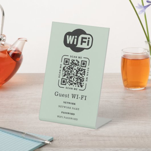 Wifi Password and Network Personalized QR Code 台座サイン (インサイチュ)