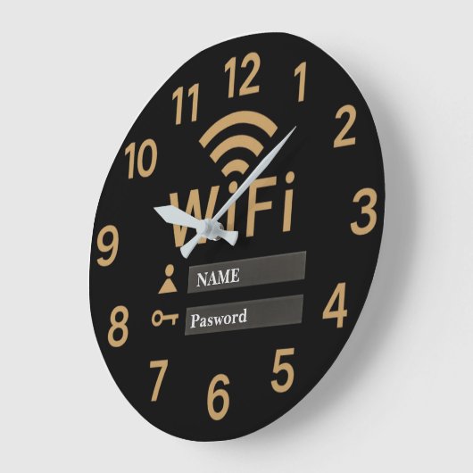 Wifi password  modern home network personalized ラージ壁時計 (傾斜)