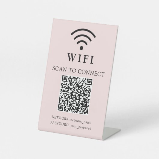 Wifi Password & Network Business Logo and QR Code 台座サイン (正面)