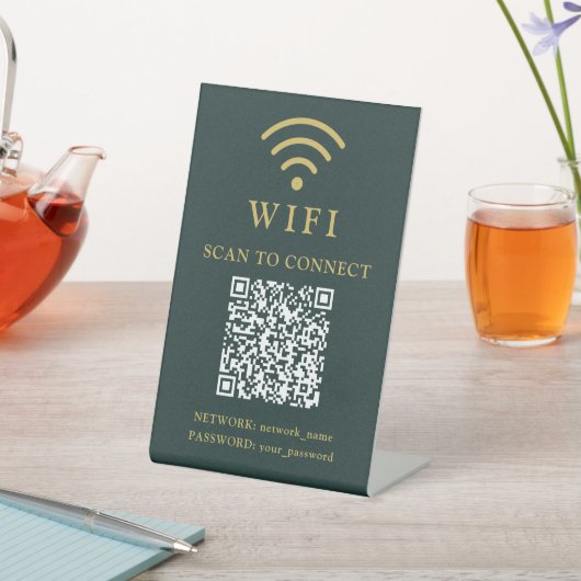 Wifi Password & Network Business Logo and QR Code 台座サイン (インサイチュ)