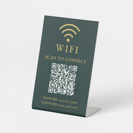 Wifi Password & Network Business Logo and QR Code 台座サイン (正面)