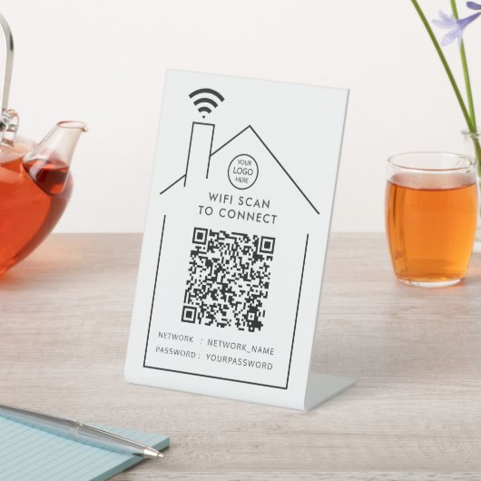 Wifi QRコードのビジネスロゴスキャンを接続ペデスタ 台座サイン (インサイチュ)