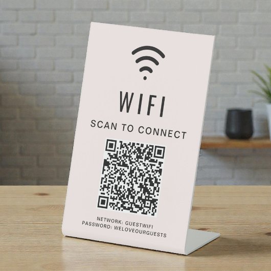 Wifi QRコードをスキャンしてピンクのネットワークに接続 台座サイン