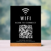Wifi QRコードスキャンでブラックに接続 アクリルサイン (ニュートラル)