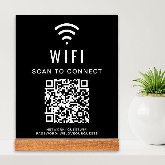 Wifi QRコードスキャンでブラックに接続 アクリルサイン