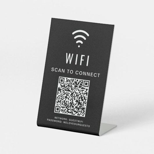 Wifi QRコードスキャンでブラックに接続 台座サイン (正面)