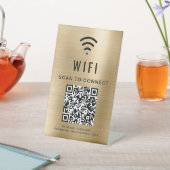 Wifi QRコードスキャンによる接続金ゴールド 台座サイン (インサイチュ)