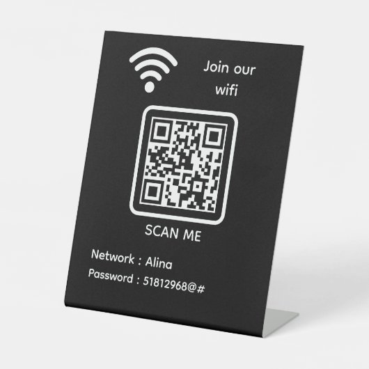 WiFi QRコードスキャンWiFiパスワードに参加 台座サイン (正面)